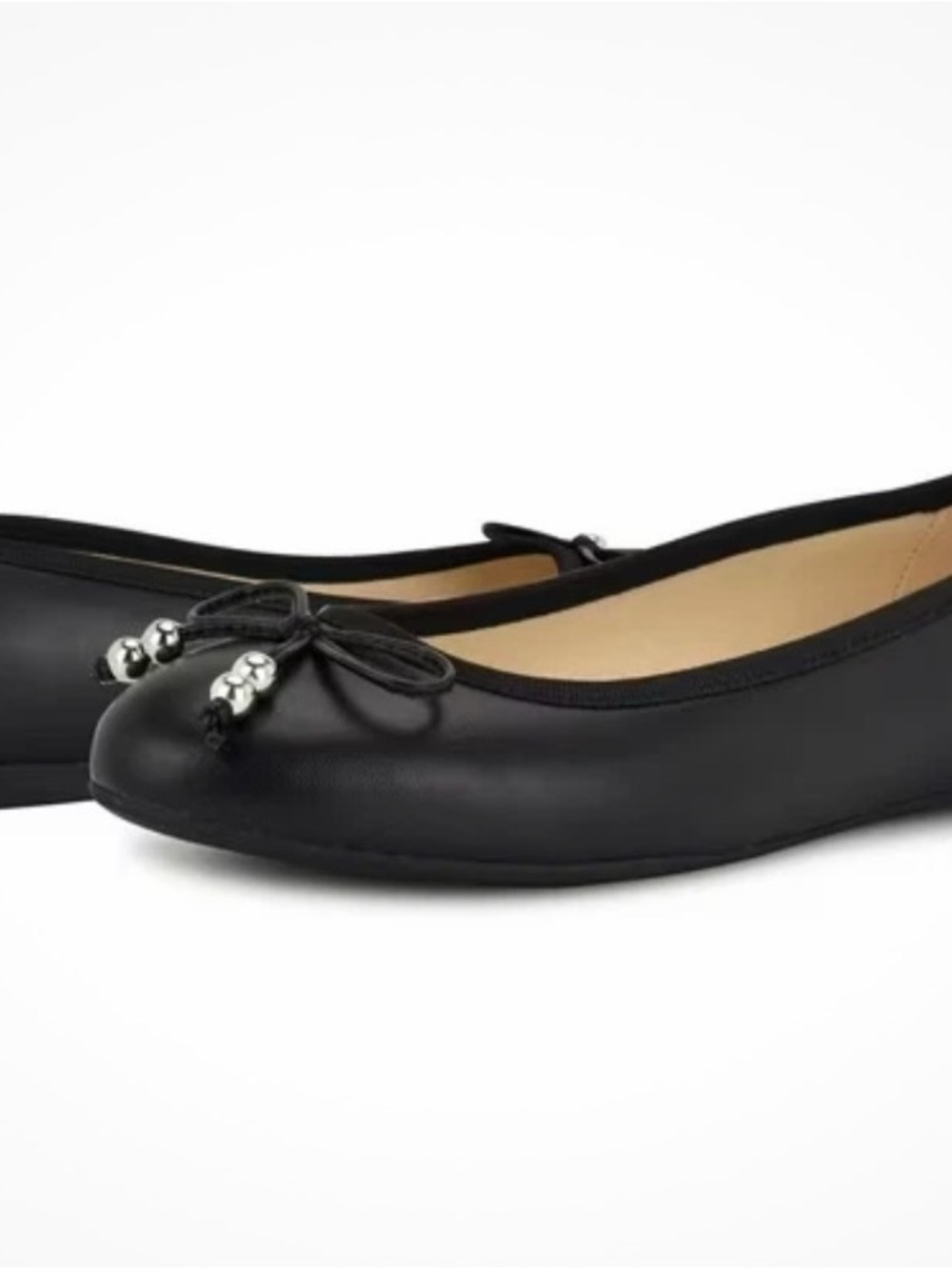 Nine West Black Bow Ballet Flats with Silver Bead Accents